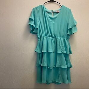 Pink Lily Mint Tiered Dress Size Medium